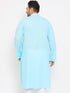 Vastramay Men's Plus Size Aqua Blue Cotton Kurta